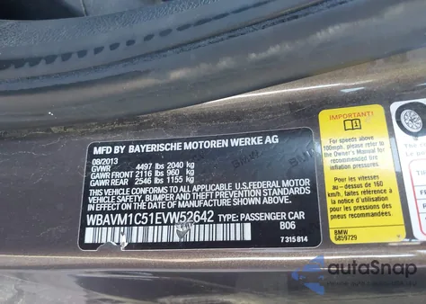 2014 BMW X1 Sdrive28I z USA, uszkodzony, nr VIN WBAVM1C51EVW52642